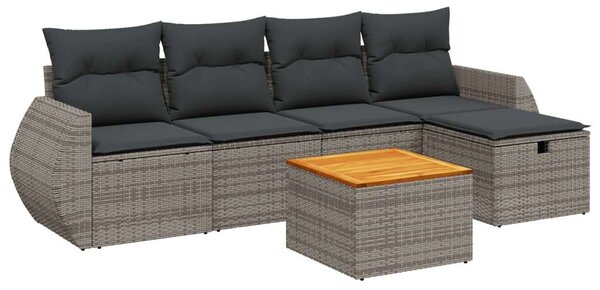 Vidaxl Polyrattan Kerti Ülőgarnitúra - 6 részes - Szürke
