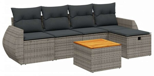 Vidaxl Polyrattan Kerti Ülőgarnitúra - 6 részes - Szürke