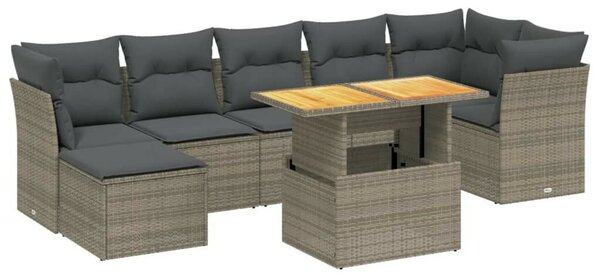 VidaXL Polyrattan Kerti Ülőgarnitúra - 8 részes - Szürke