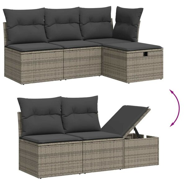 VidaXL Polyrattan Kerti Ülőgarnitúra - 8 részes - Szürke