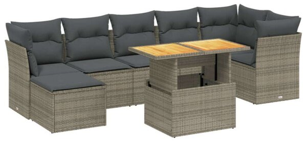 VidaXL Polyrattan Kerti Ülőgarnitúra - 8 részes - Szürke