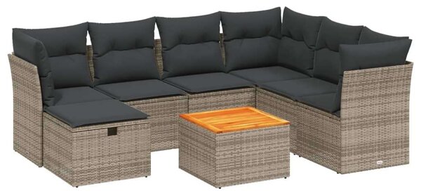 Polyrattan Kerti Ülőgarnitúra - 8 részes - Szürke