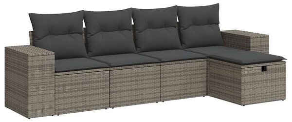 VidaXL 5 részes szürke polyrattan kerti garnitúra