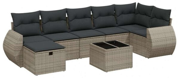 VidaXL Polyrattan Kerti Ülőgarnitúra - 8 részes - Szürke