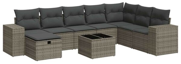 VidaXL Polyrattan Kerti Ülőgarnitúra - 9 részes - Szürke