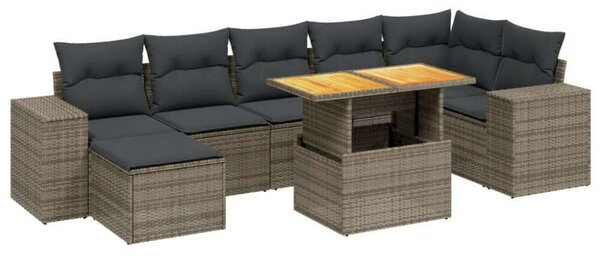VidaXL Polyrattan Kerti Ülőgarnitúra - 8 részes - Szürke