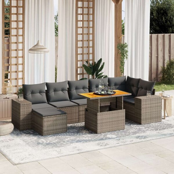 VidaXL Polyrattan Kerti Ülőgarnitúra - 8 részes - Szürke