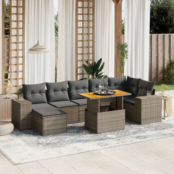 VidaXL Polyrattan Kerti Ülőgarnitúra - 8 részes - Szürke