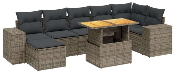VidaXL Polyrattan Kerti Ülőgarnitúra - 8 részes - Szürke