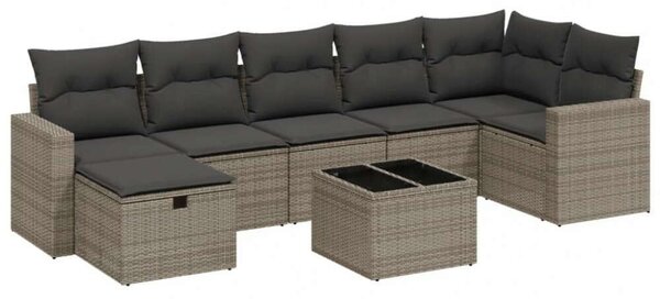 VidaXL Polyrattan Kerti Ülőgarnitúra - Szürke - 8 részes