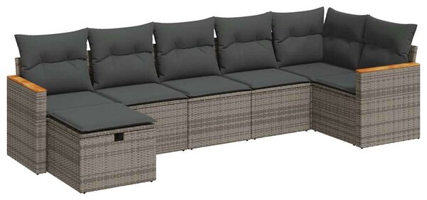 VidaXL Polyrattan Kerti Ülőgarnitúra - 7 részes - Szürke