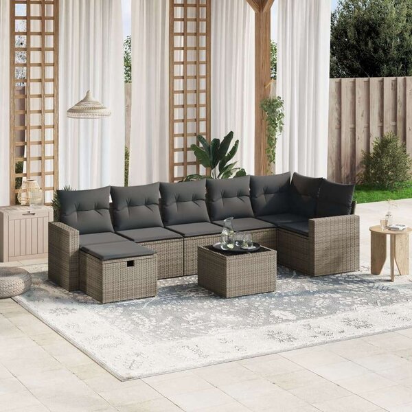 VidaXL Polyrattan Kerti Ülőgarnitúra - Szürke - 8 részes