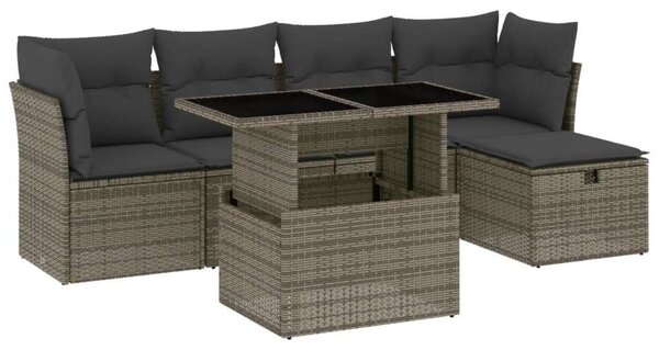 Polyrattan Kerti Ülőgarnitúra - 6 részes - Szürke