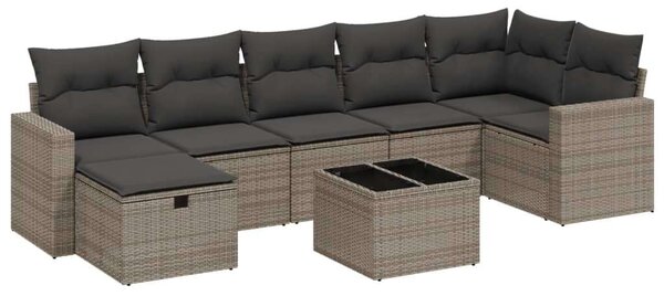 VidaXL Polyrattan Kerti Ülőgarnitúra - Szürke - 8 részes