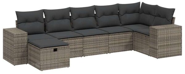 VidaXL Polyrattan Kerti Ülőgarnitúra - 7 részes - Szürke