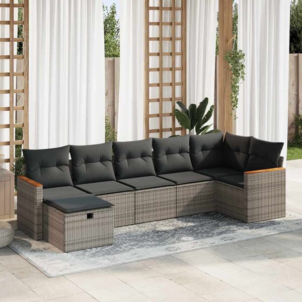 VidaXL Polyrattan Kerti Ülőgarnitúra - 7 részes - Szürke