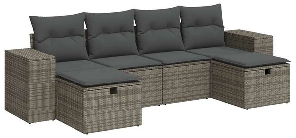 VidaXL Polyrattan Kerti Ülőgarnitúra - 6 részes - Szürke