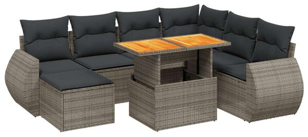 Polyrattan Kerti Ülőgarnitúra - 8 részes - Szürke