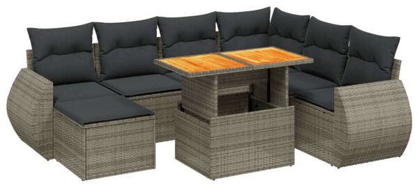 Polyrattan Kerti Ülőgarnitúra - 8 részes - Szürke