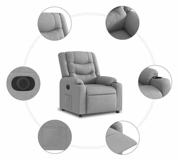 Világosszürke szövet elektromos dönthető fotel