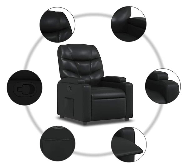 Fekete műbőr relaxfotel