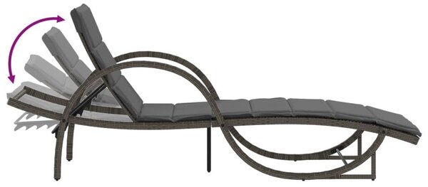 VidaXL Napozóágy - Polyrattan - Szürke - 2 db