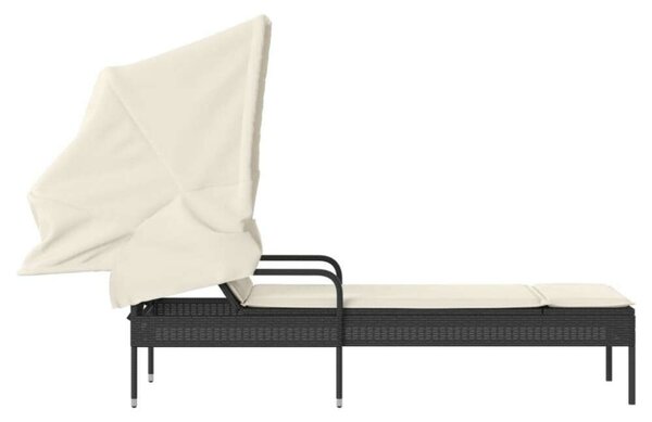 VidaXL Napozóágy - Polyrattan - Fekete - 200cm