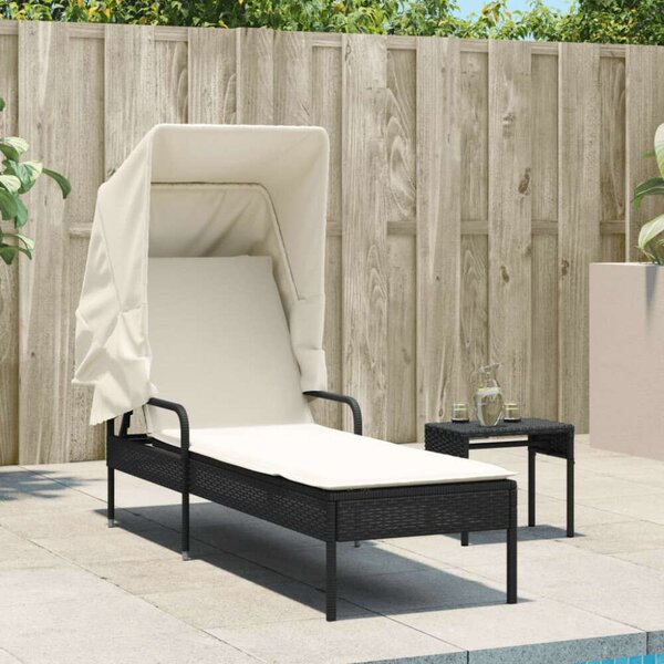 VidaXL Napozóágy - Polyrattan - Fekete - 200cm
