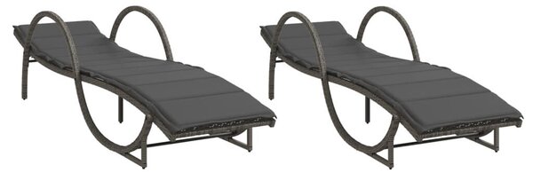 VidaXL Napozóágy - Polyrattan - Szürke - 2 db
