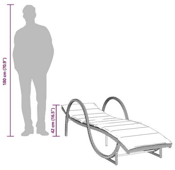 VidaXL Napozóágy - Polyrattan - Szürke - 2 db