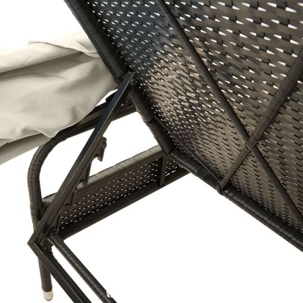 VidaXL Napozóágy - Polyrattan - Fekete - 200cm