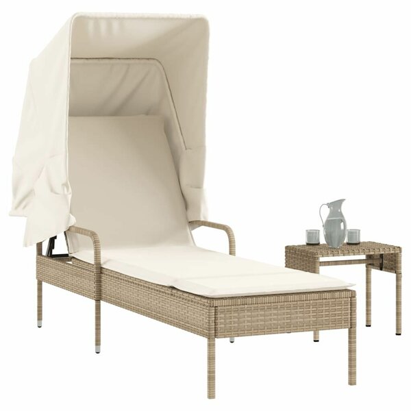 VidaXL Napozóágy - Polyrattan - Bézs - 200cm