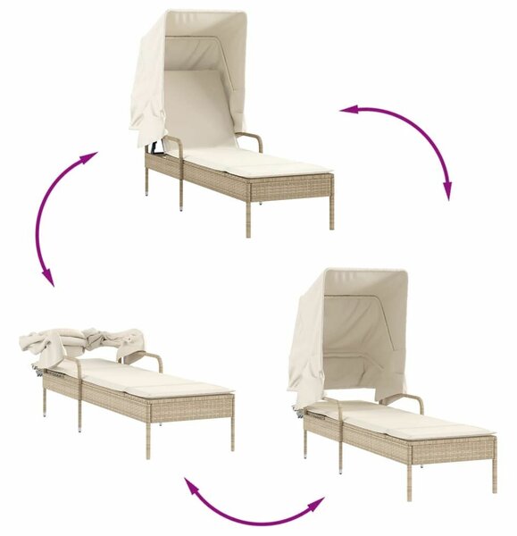 VidaXL Napozóágy - Polyrattan - Bézs - 200cm