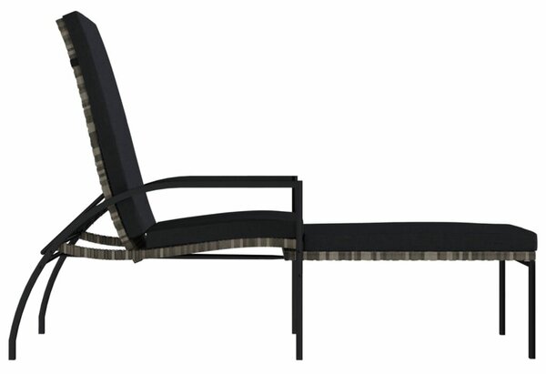 VidaXL Polyrattan Napozóágy Lábtartóval - Szürke - 195x60x60 cm