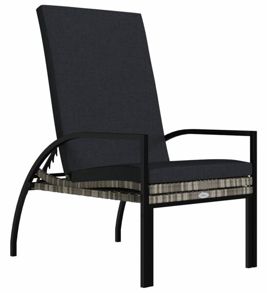VidaXL Polyrattan Napozóágy Lábtartóval - Szürke - 195x60x60 cm