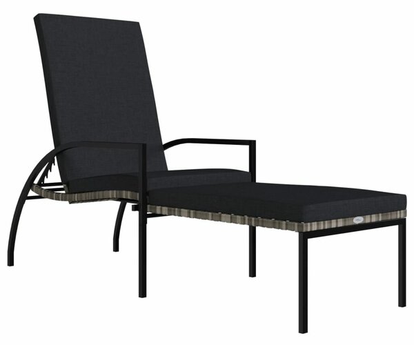 VidaXL Polyrattan Napozóágy Lábtartóval - Szürke - 195x60x60 cm