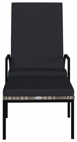 VidaXL Polyrattan Napozóágy Lábtartóval - Szürke - 195x60x60 cm