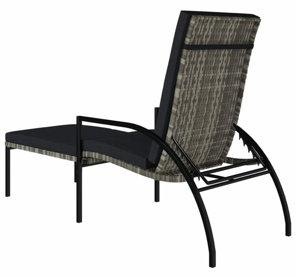 VidaXL Polyrattan Napozóágy Lábtartóval - Szürke - 195x60x60 cm