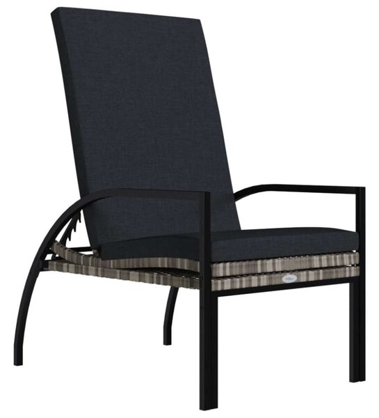 VidaXL Polyrattan Napozóágy Lábtartóval - Szürke - 195x60x60 cm