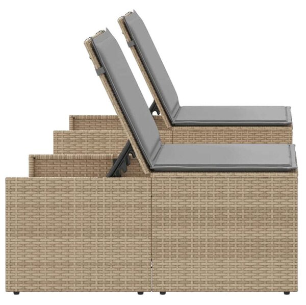 VidaXL Polyrattan Napozóágy Szett - 2 db + Asztal