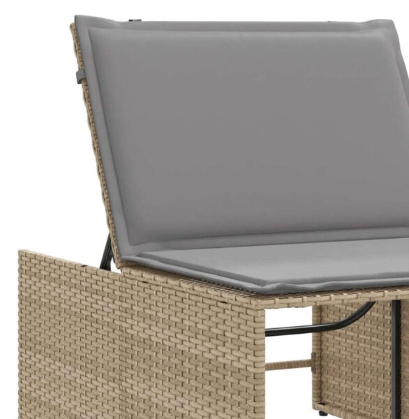 VidaXL Polyrattan Napozóágy Szett - 2 db + Asztal