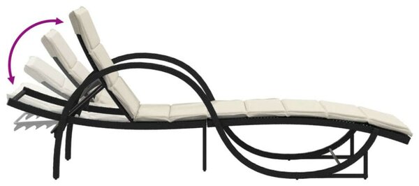VidaXL Napozóágy Szett - 2 db, Fekete Polyrattan