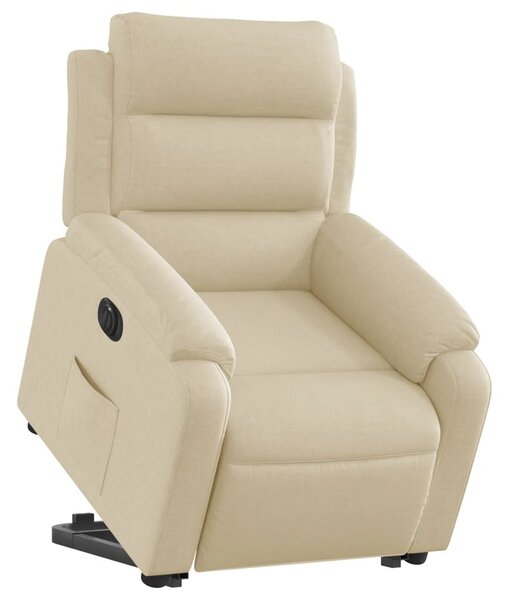 Elektromos felállást segítő krémszínű szövet dönthető fotel