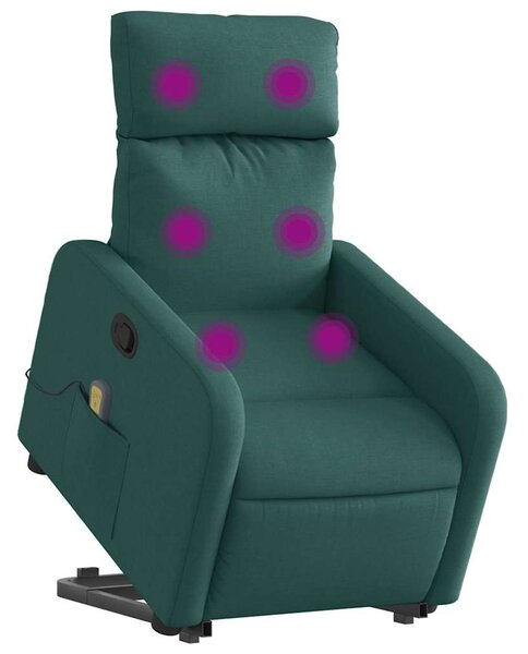 Sötétzöld szövet dönthető masszázs- és állófotel