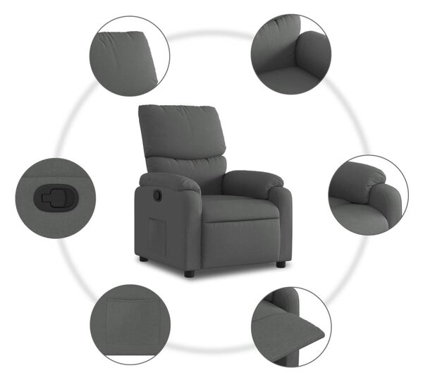 Sötétszürke szövet dönthető fotel
