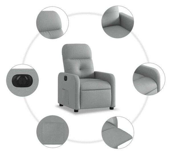 Világosszürke szövet elektromos dönthető fotel