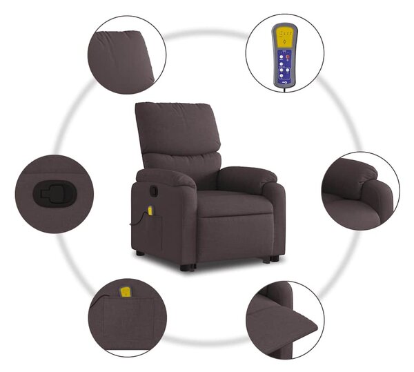 Sötétbarna szövet dönthető masszázs- és állófotel