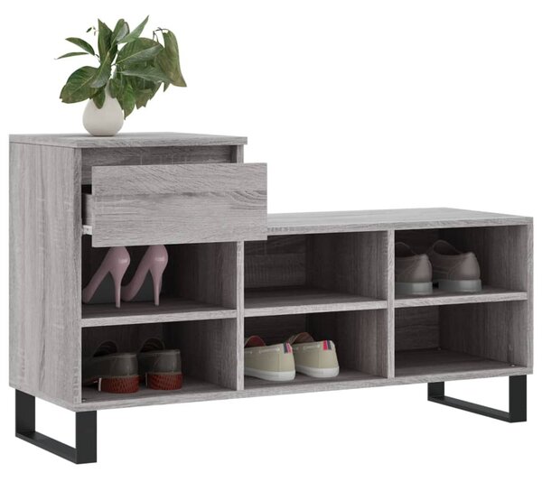 Szürke sonoma színű szerelt fa cipősszekrény 102x36x60 cm