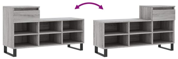 Szürke sonoma színű szerelt fa cipősszekrény 102x36x60 cm
