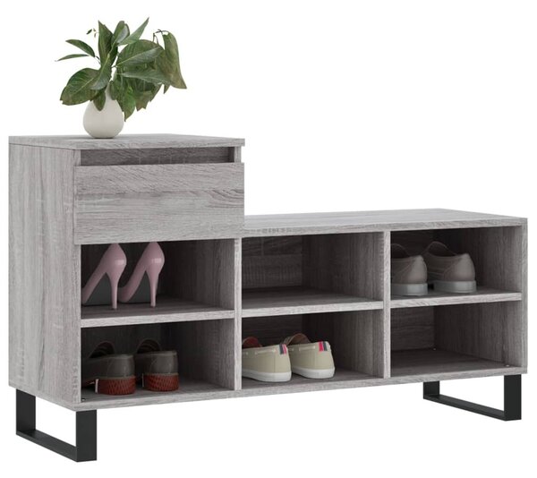 Szürke sonoma színű szerelt fa cipősszekrény 102x36x60 cm